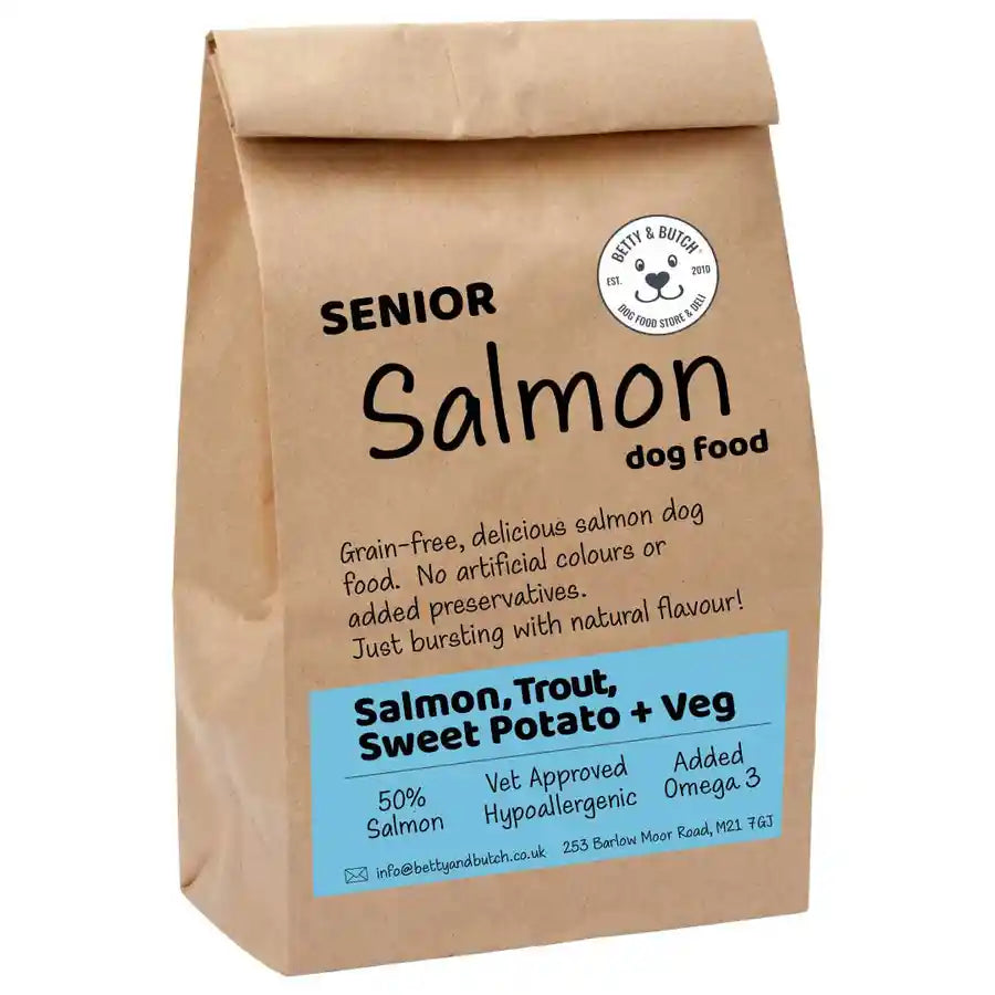 Senior Salmon, Trout and Vegetable Grain-free Dog Food - Added Omega-3 - BETTY & BUTCH®
