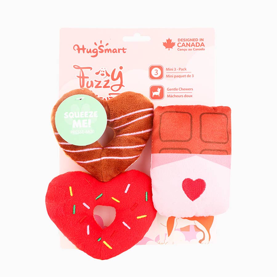 Donuts & Chocolate 3-Pack Mini Dog Toy Set
