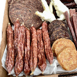 Aerial view of hairy rabbit ears, puffed chicken feet, and natural chews from the Butcher’s Banquet.