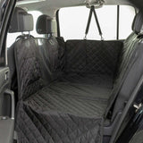 Car interior with a black quilted bench cover