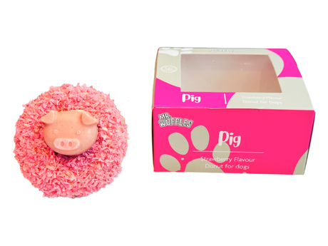 Here Little Piggy Dog Donut Treat - Strawberry Flavour