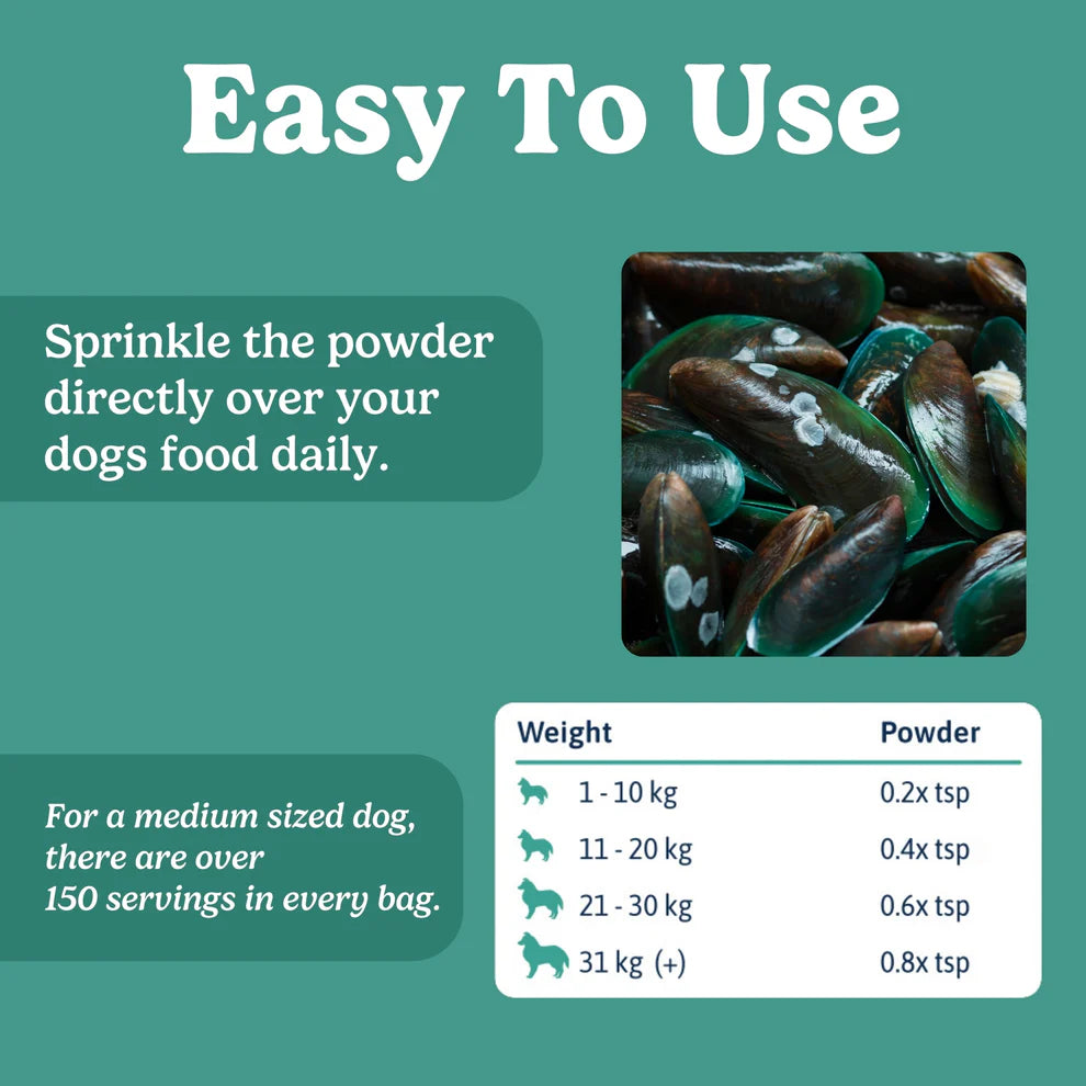 Green Lipped Mussel Powder for Dogs | 80 Servings