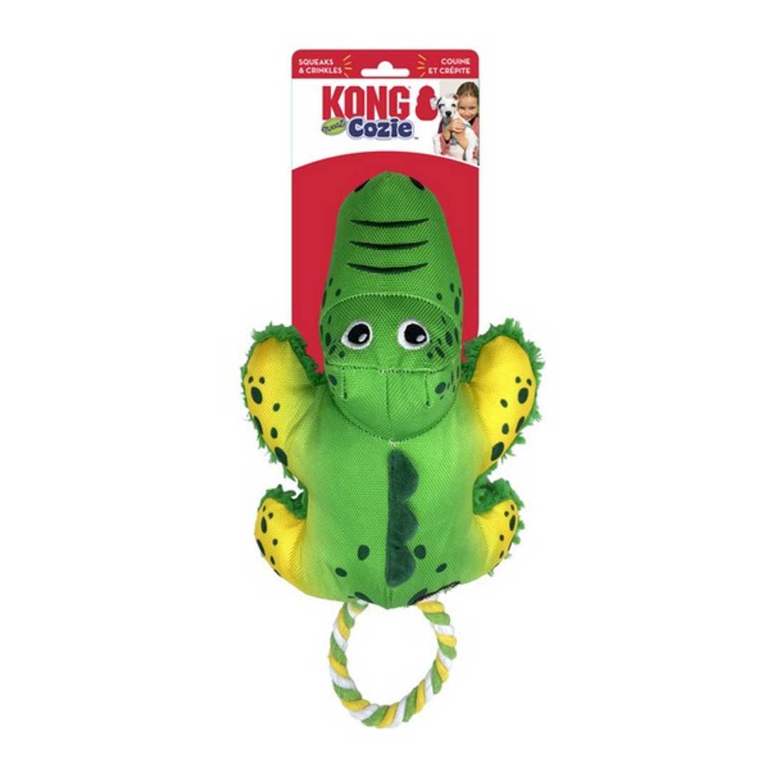 KONG Cozie Tuggz Alligator | Dog And Puppy Plush Squeak Crinkle Toy