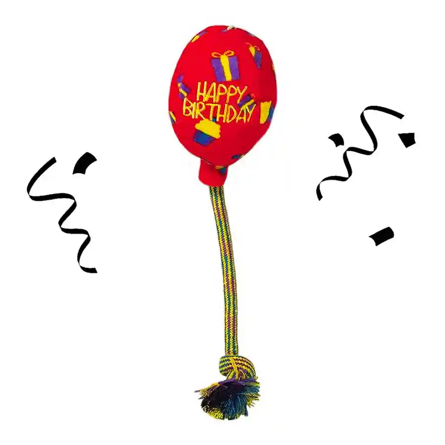 KONG™  Occasions Red Happy Birthday Dog Balloon Rope Toy - BETTY & BUTCH®