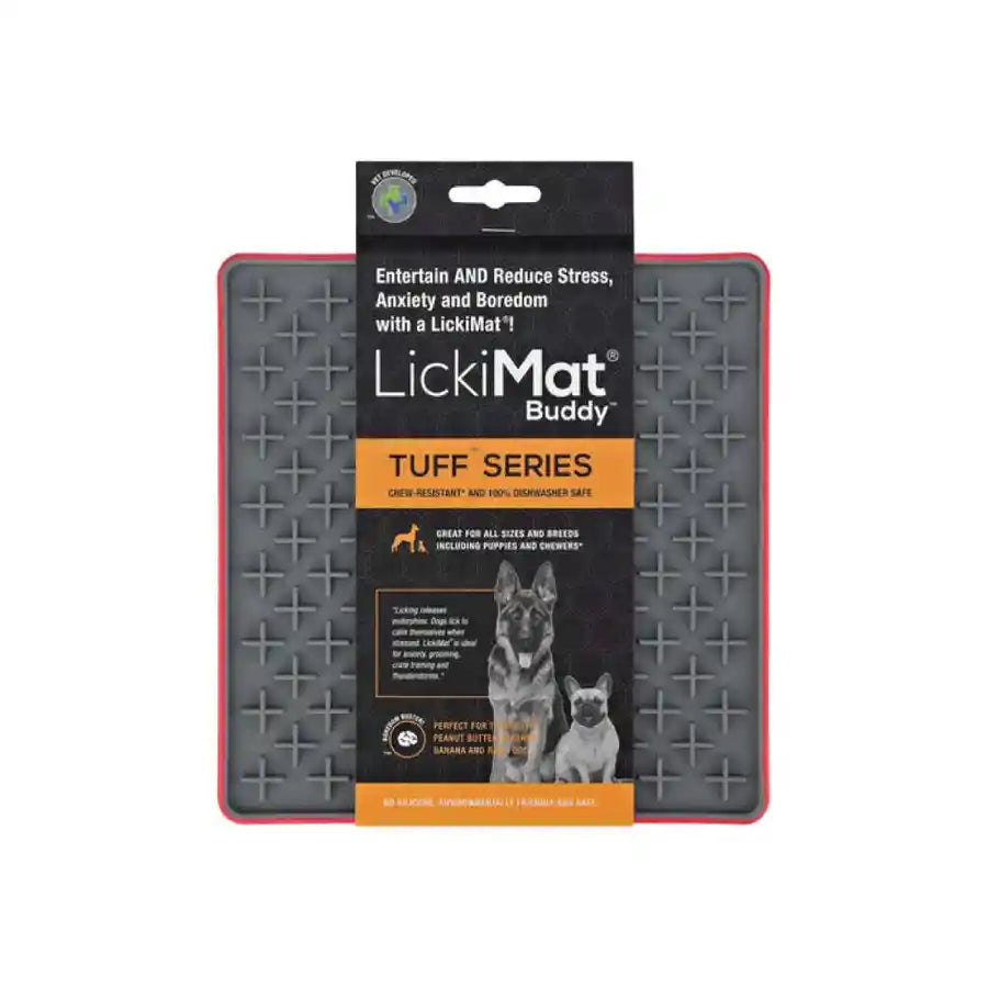 Red LickiMat Buddy Chew-Resistant Tuff Series Mat for Anxious Dogs - BETTY & BUTCH®