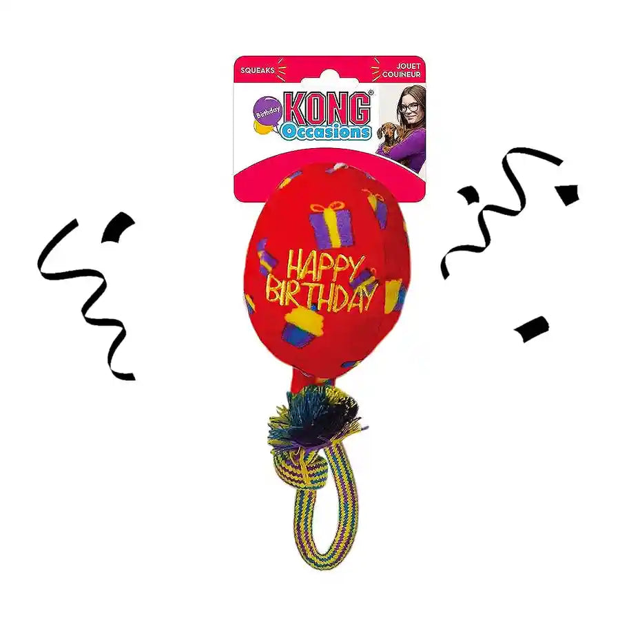 KONG™  Occasions Red Happy Birthday Dog Balloon Rope Toy - BETTY & BUTCH®