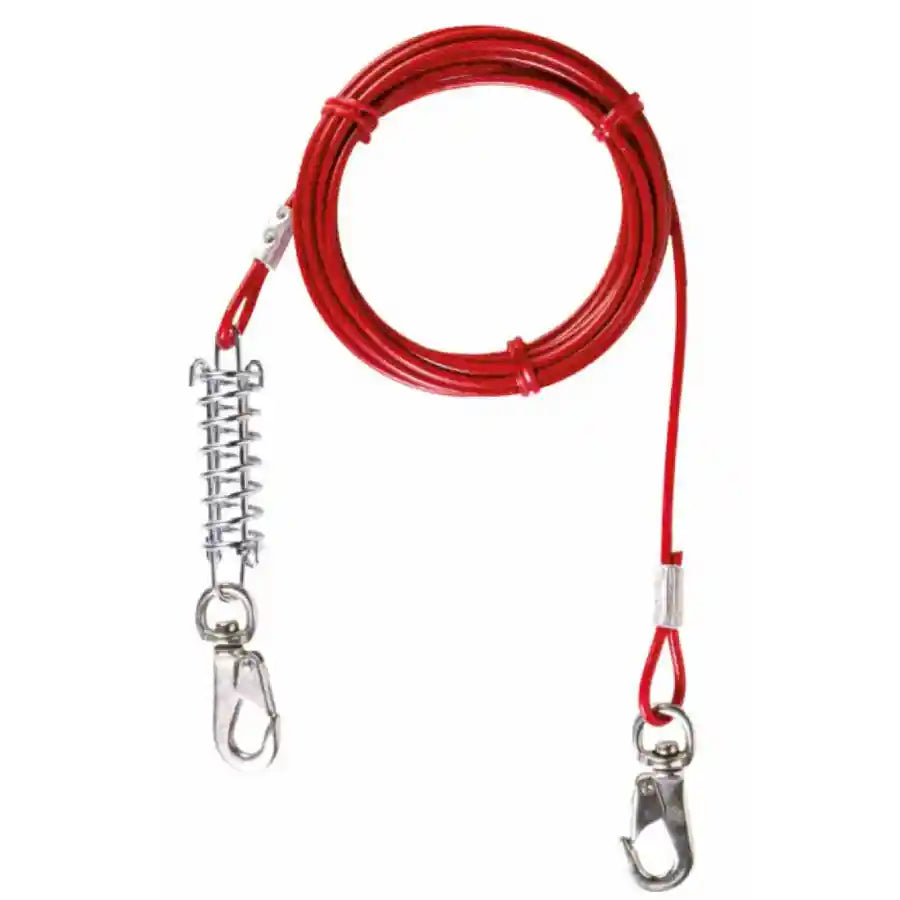 Red Shock Resistant Tie Out Dog Cable 5M with Steel-eye Hook - BETTY & BUTCH®