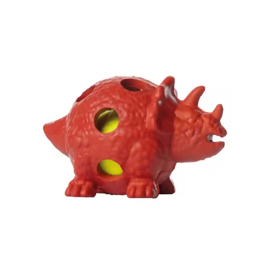 Red Triceratops Dinosaur Multi-textured Dog Enrichment Toy for Fetch - BETTY & BUTCH®