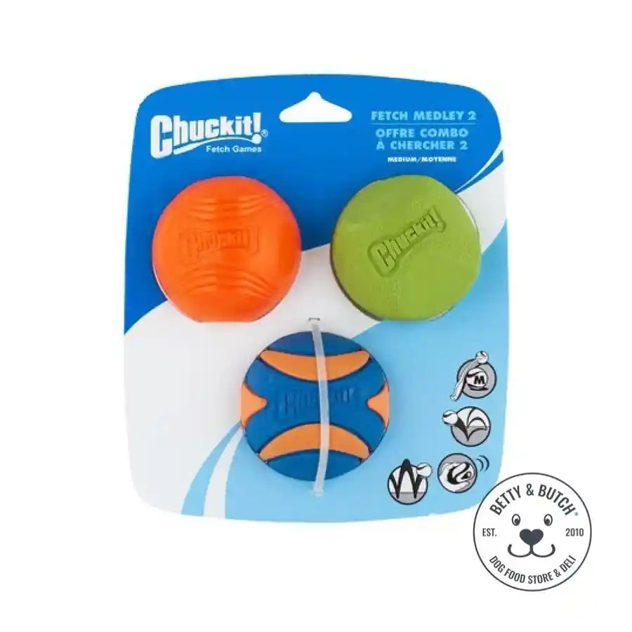 ChuckIt Fetch Dog Ball Medley - Ultra Squeaker, Erratic and Strato - BETTY & BUTCH®