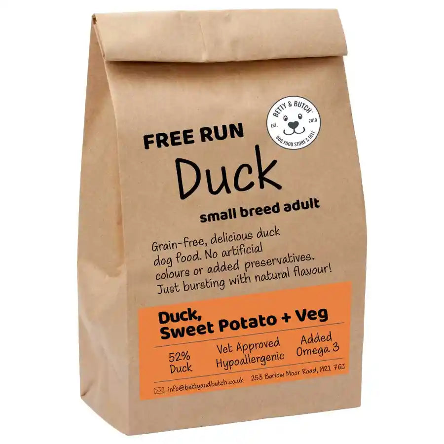 Free Run Duck Sweet Potato And Veg Healthy Small Breed Adult Dog Food - BETTY & BUTCH®