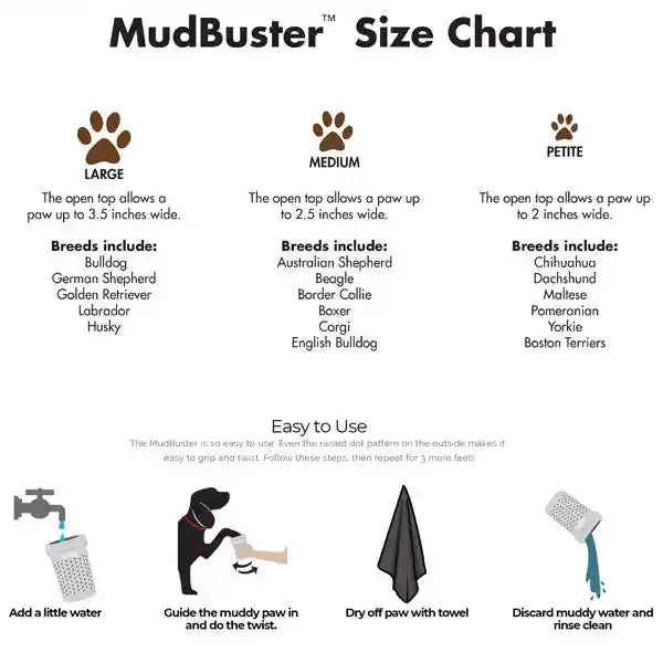 Dexas Mudbuster Dog Portable Paw Cleaner - Soft Gentle Bristles - BETTY & BUTCH®